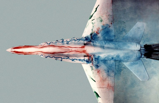 Illustration for article titled NASA Put a Model F-18 in a Water Tunnel—And It Looked Spectacular